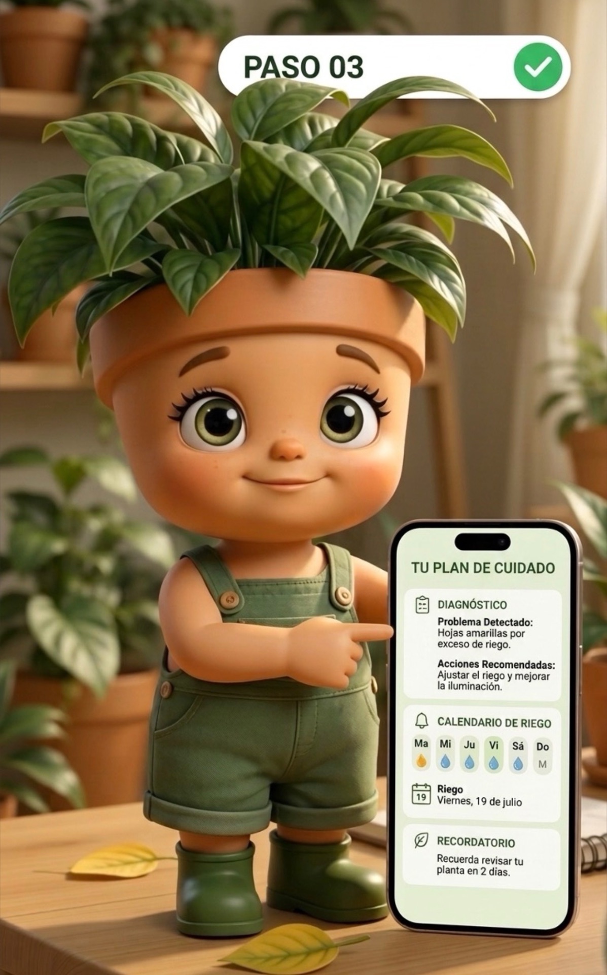 Flora entregando un plan de cuidado personalizado