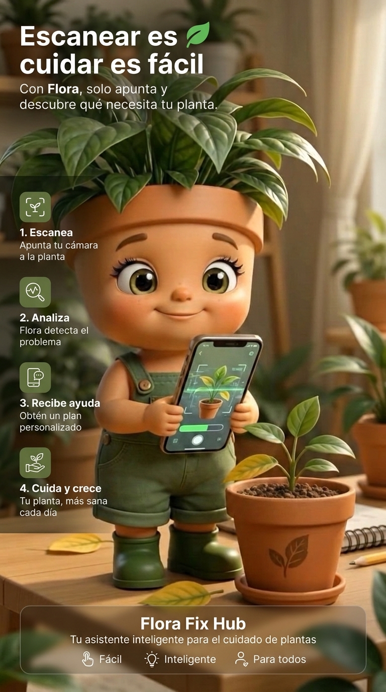 Flora escaneando una planta con el móvil